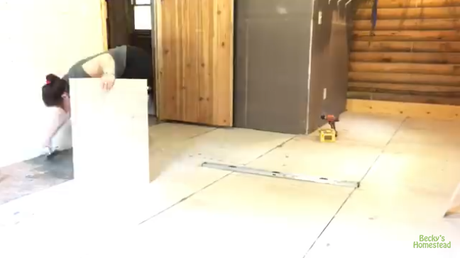 Becky Serves A Bird & Works On The Log Cabin Tile Floor